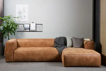 Harlow Divansoffa Höger Äkta Läder - Cognac - Möbler - Soffa - Divansoffor & schäslongsoffa - 4 sits soffa med divan