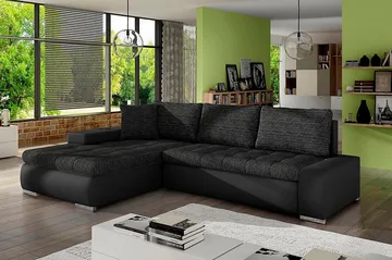 Irja Divanbäddsoffa 3-sits Vändbar - Svart - Möbler - Soffa - Skinnsoffor