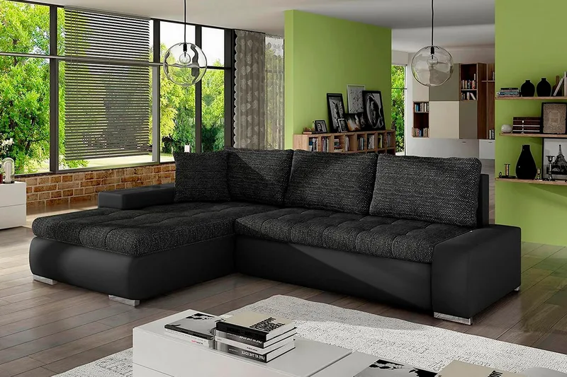 Irja Divanbäddsoffa 3-sits Vändbar - Svart - Möbler - Soffa - Skinnsoffor