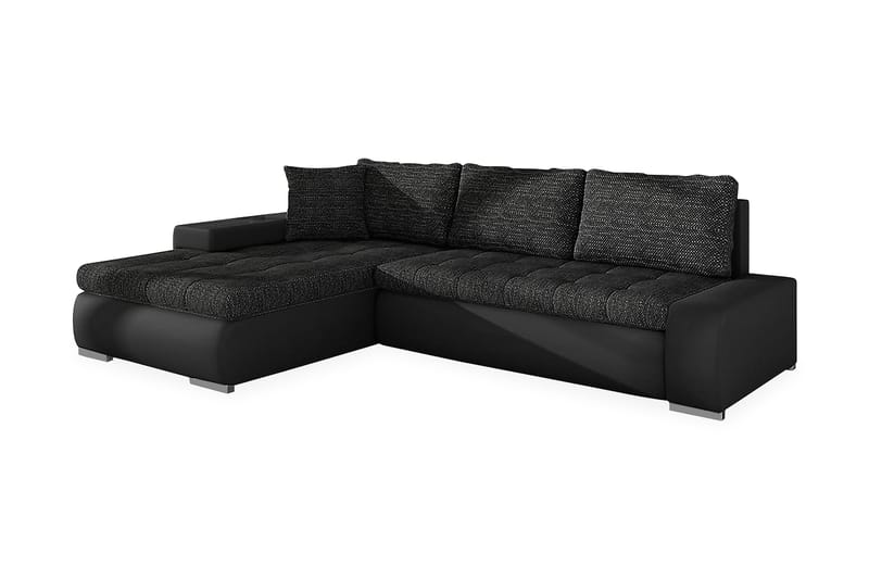 Irja Divanbäddsoffa 3-sits Vändbar - Svart - Bäddsoffa - Bäddsoffa divan - Skinnsoffor