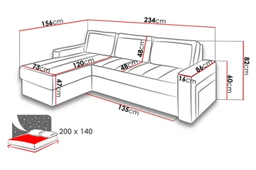Kolder Divanbäddsoffa 234x156x82 cm - Beige/Brun - Möbler - Soffa - Skinnsoffor