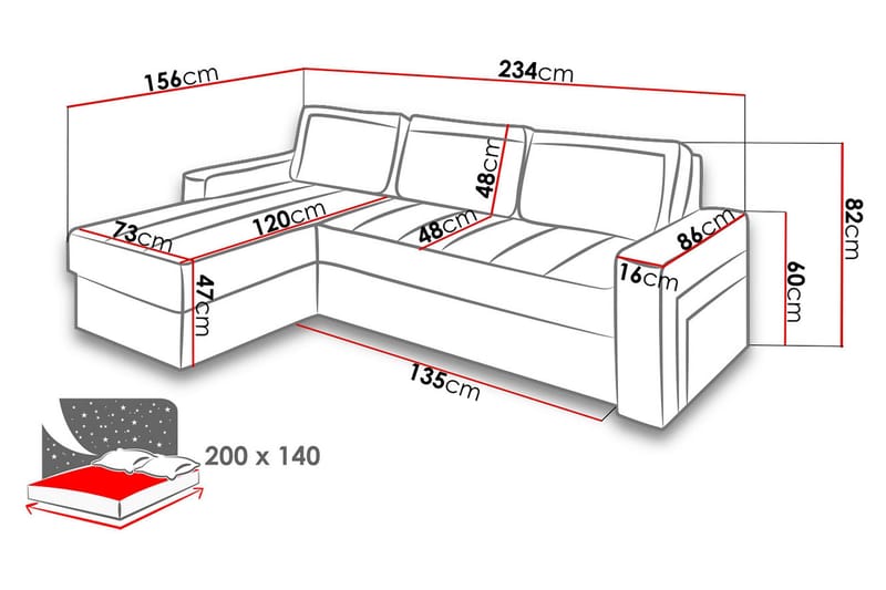 Kolder Divanbäddsoffa 234x156x82 cm - Beige/Brun - Möbler - Soffa - Skinnsoffor