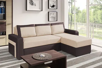 Kolder Divanbäddsoffa 234x156x82 cm - Beige/Brun - Möbler - Soffa - Skinnsoffor