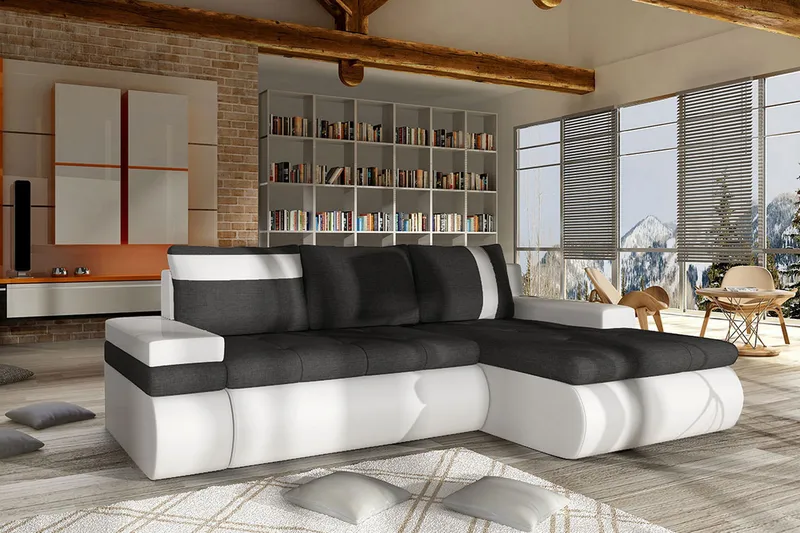 Lavona Divanbäddsoffa Mini Höger - Mörkgrå/Vit - Möbler - Soffa - Skinnsoffor