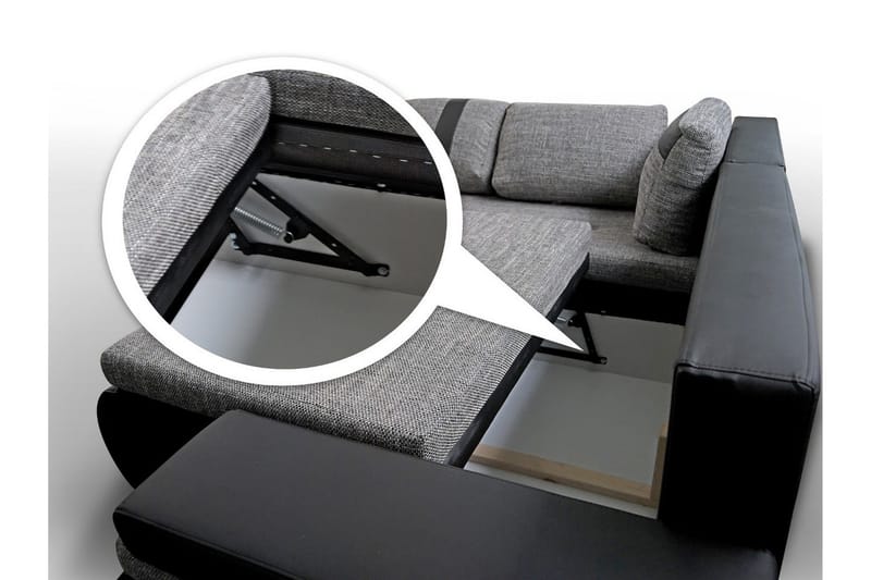 Lavona Divanbäddsoffa Mini Höger - Svart/Grå - Möbler - Soffa - Skinnsoffor