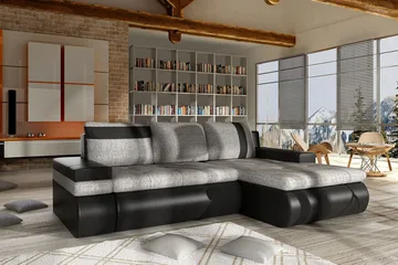 Lavona Divanbäddsoffa Mini Höger - Svart/Grå - Möbler - Soffa - Bäddsoffa - Bäddsoffa divan