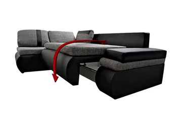 Lavona Divanbäddsoffa Mini Höger - Svart/Grå - Möbler - Soffa - Bäddsoffa - Bäddsoffa divan