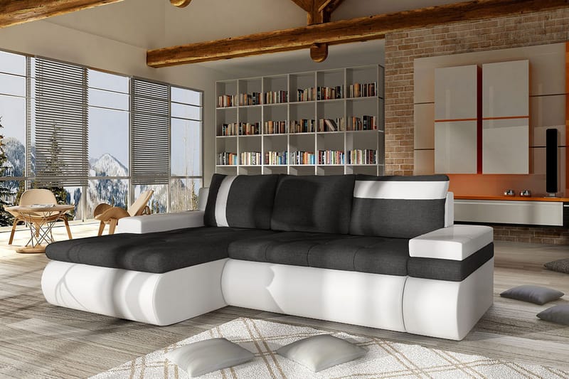 Lavona Divanbäddsoffa Mini Vänster - Mörkgrå/Vit - Möbler - Soffa - Skinnsoffor