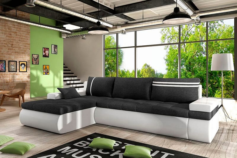 Lavona Divanbäddsoffa Vänster - Mörkgrå/Vit - Möbler - Soffa - Skinnsoffor