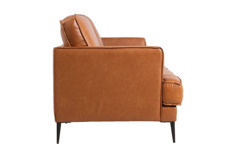 Leo Rektangulär Skinnsoffa med Smala Ben 194 cm - Cognac - Möbler - Soffa - Skinnsoffor