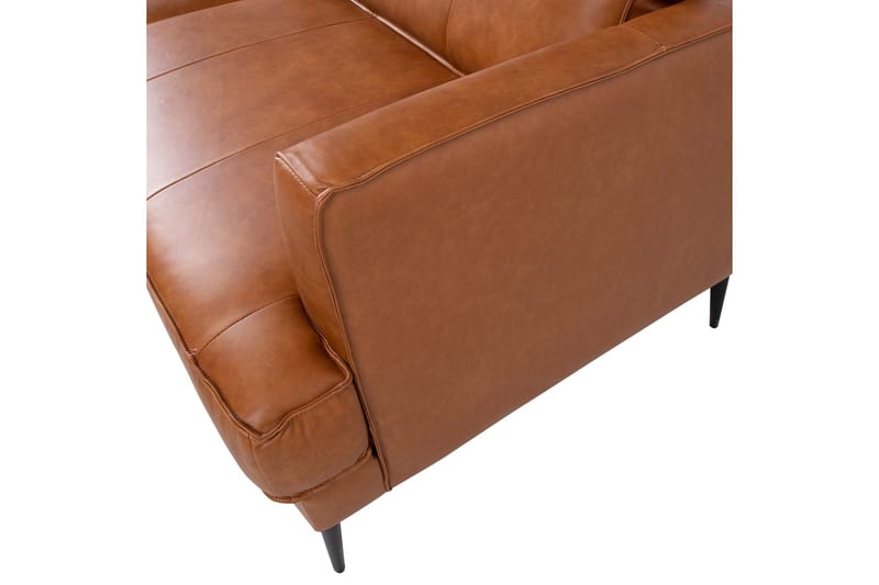 Leo Rektangulär Skinnsoffa med Smala Ben 194 cm - Cognac - Möbler - Soffa - Skinnsoffor