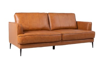Leo Rektangulär Skinnsoffa med Smala Ben 194 cm - Cognac - Möbler - Soffa - Skinnsoffor