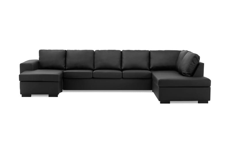 Link 5-sits Högervänd U-formad XX-Large Soffa med Divan och Schäslong i Konstläder - Svart - Möbler - Soffa - Skinnsoffor
