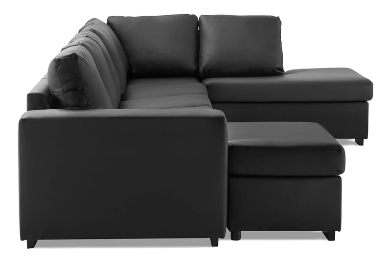 Link 5-sits Högervänd U-formad XX-Large Soffa med Divan och Schäslong i Konstläder - Svart - Möbler - Soffa - Skinnsoffor