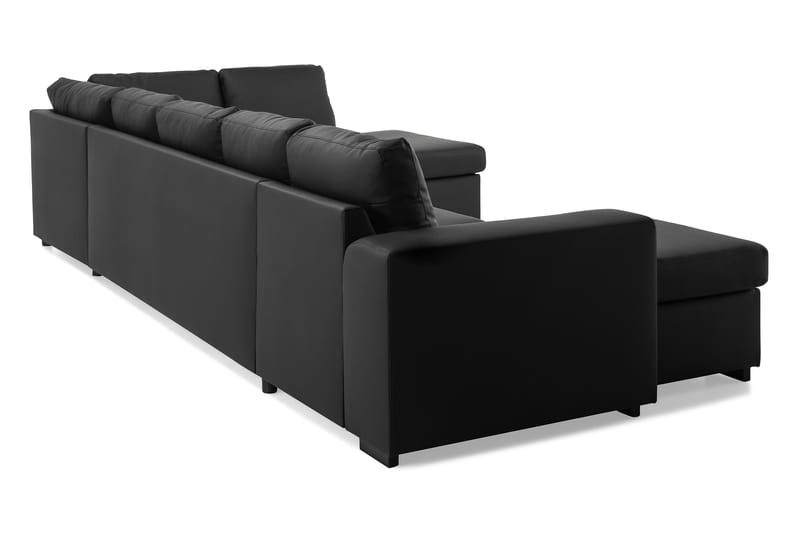 Link 5-sits Högervänd U-formad XX-Large Soffa med Divan och Schäslong i Konstläder - Svart - Möbler - Soffa - Skinnsoffor