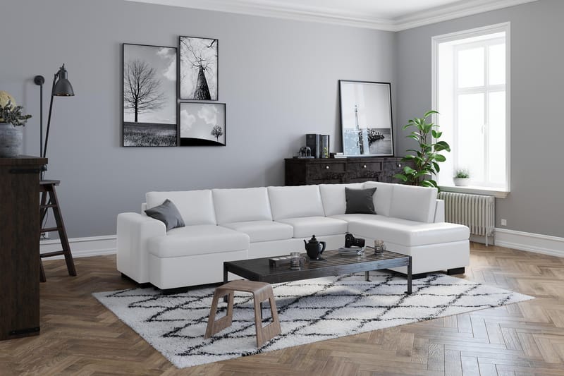 Link 5-sits Högervänd U-formad XX-Large Soffa med Divan och Schäslong i Tyg - Vit - Möbler - Soffa - Skinnsoffor