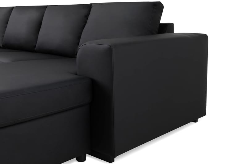 Link 5-sits Vänstervänd U-formad XX-Large Soffa med Divan och Schäslong i Konstläder - Svart - Möbler - Soffa - Skinnsoffor