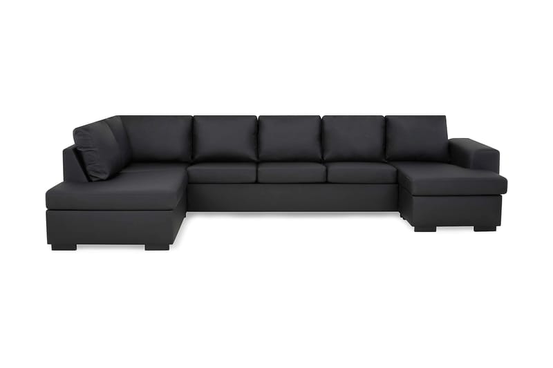 Link 5-sits Vänstervänd U-formad XX-Large Soffa med Divan och Schäslong i Konstläder - Svart - Möbler - Soffa - Skinnsoffor