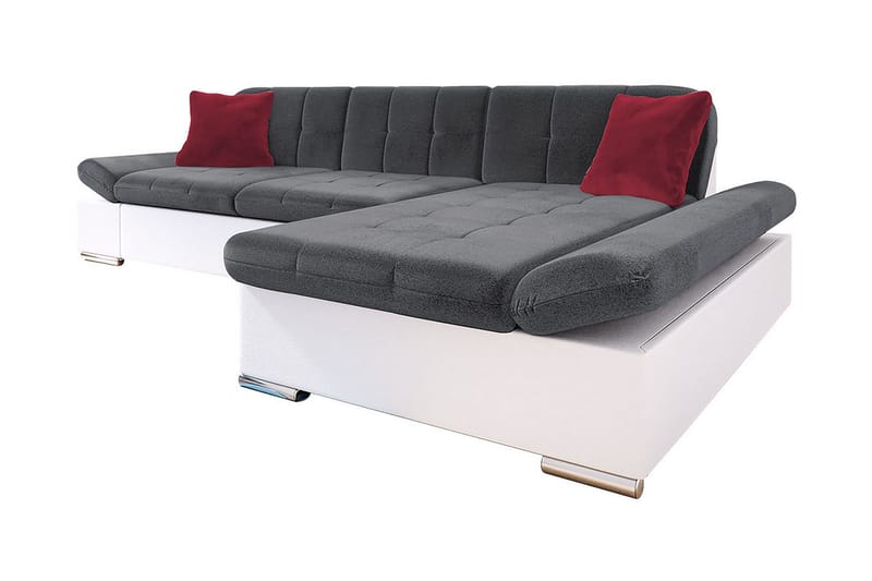 Malwi Divanbäddsoffa 278x162x76 cm - Grå/Vit - Bäddsoffa - Bäddsoffa divan - Skinnsoffor - Sammetssoffa