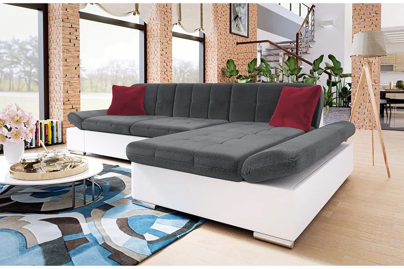 Malwi Divanbäddsoffa 278x162x76 cm - Grå/Vit - Möbler - Soffa - Skinnsoffor