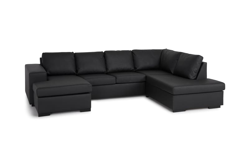 Memphis 4-sits Högervänd U-formad Soffa med Divan och Schäslong i Konstläder - Svart - Möbler - Soffa - Skinnsoffor