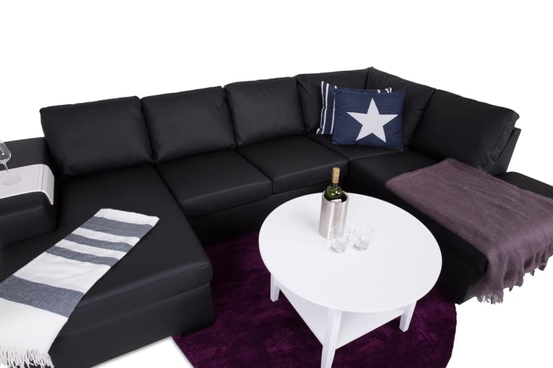 Memphis 4-sits Högervänd U-formad Soffa med Divan och Schäslong i Konstläder - Svart - Möbler - Soffa - Skinnsoffor