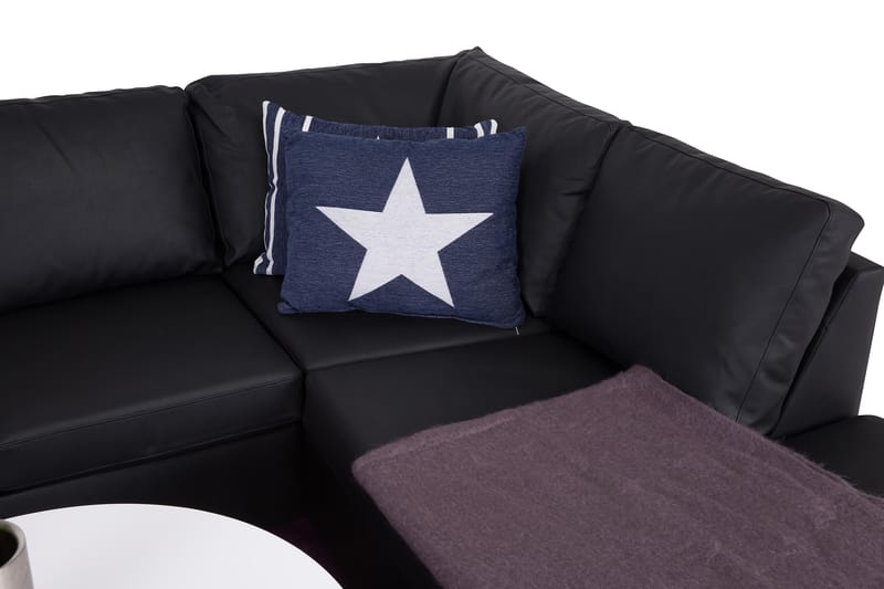 Memphis 4-sits Högervänd U-formad Soffa med Divan och Schäslong i Konstläder - Svart - Möbler - Soffa - Skinnsoffor