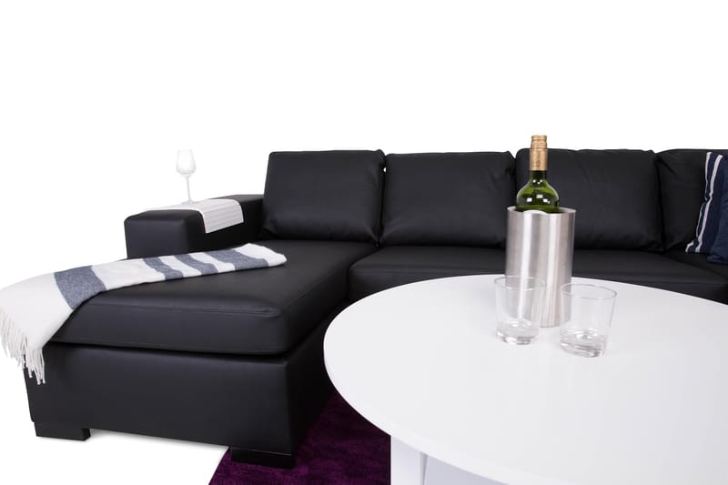 Memphis 4-sits Högervänd U-formad Soffa med Divan och Schäslong i Konstläder - Svart - Möbler - Soffa - Skinnsoffor