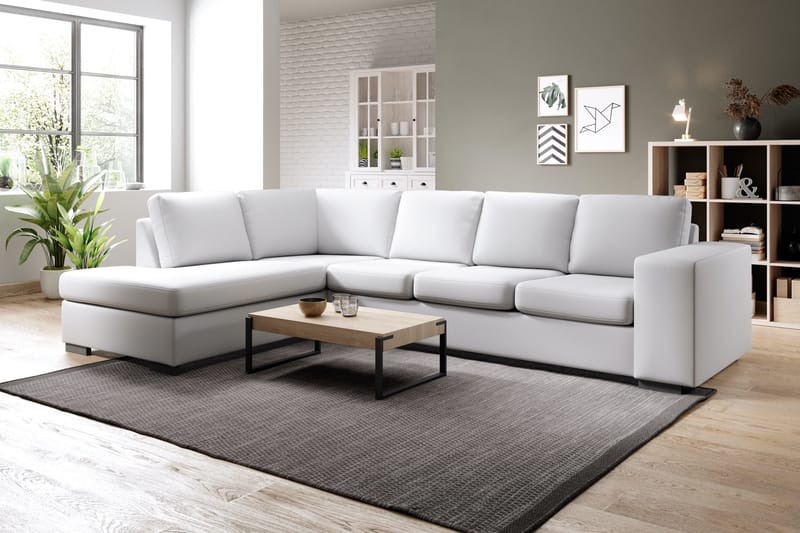 Memphis 4-sits Vänstervänd L-formad Large Schäslongsoffa i Konstläder - Vit - Möbler - Soffa - Skinnsoffor