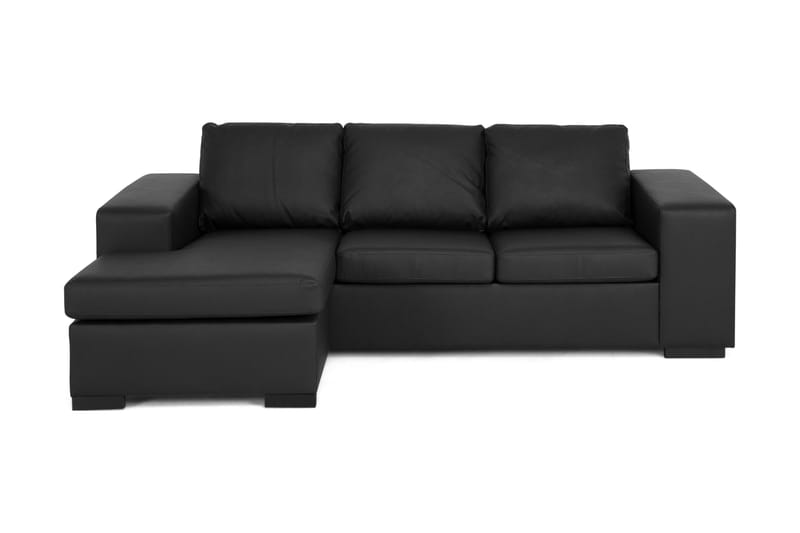 Memphis Divansoffa 3-sits Vändbar Konstläder - Svart - Divansoffor & schäslongsoffa - Skinnsoffor - 3 sits soffa med divan