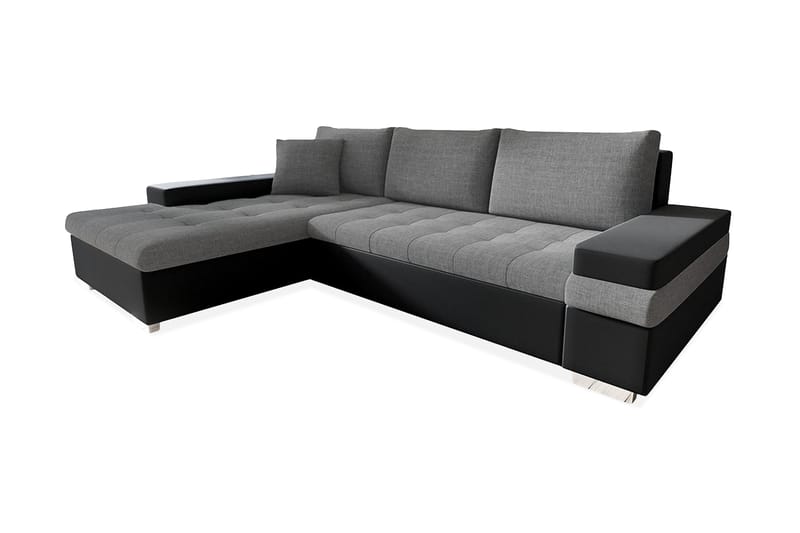 Naoma Divanbäddsoffa 274x182x83 cm - Grå/Svart - Bäddsoffa - Bäddsoffa divan - Skinnsoffor