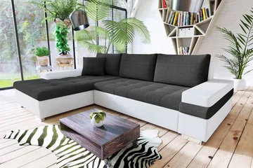 Naoma Divanbäddsoffa 274x182x83 cm - Grå/Vit - Möbler - Soffa - Skinnsoffor