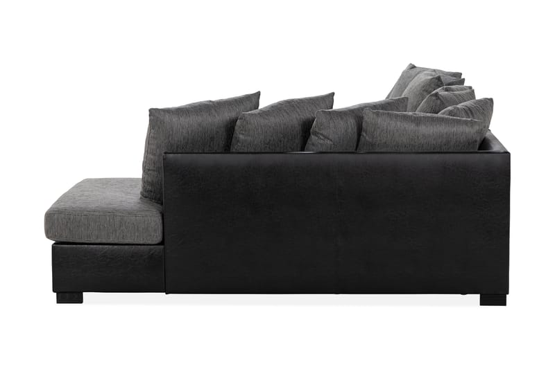 Ocean 4-sits Högervänd U-formad Soffa med Divan och Schäslong i Tyg/Konstläder - Grå / Svart - Möbler - Soffa - Skinnsoffor