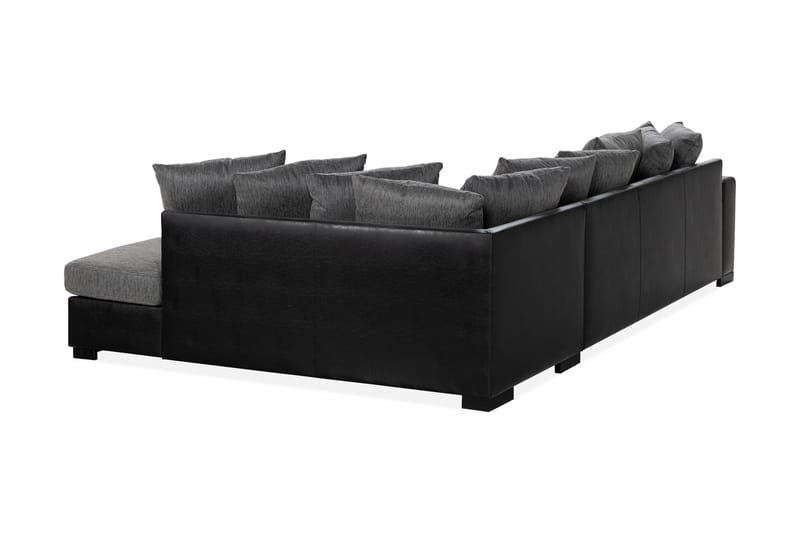 Ocean 4-sits Högervänd U-formad Soffa med Divan och Schäslong i Tyg/Konstläder - Grå / Svart - Möbler - Soffa - Skinnsoffor