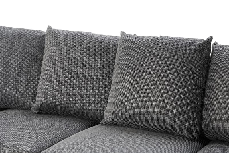 Ocean 4-sits Högervänd U-formad Soffa med Divan och Schäslong i Tyg/Konstläder - Grå / Svart - Möbler - Soffa - Skinnsoffor