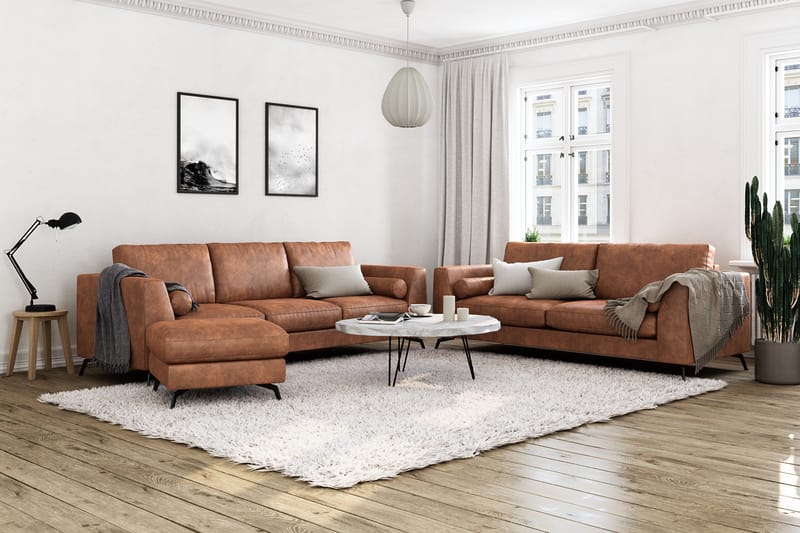 Ocean Lyx 3-sits Soffa i Konstläder - Brun - Möbler - Soffa - Skinnsoffor