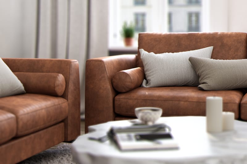 Ocean Lyx 3-sits Soffa i Konstläder - Brun - Möbler - Soffa - Skinnsoffor