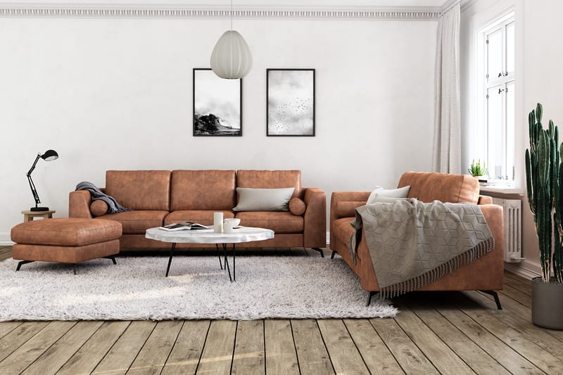 Ocean Lyx 3-sits Soffa i Konstläder - Brun - Möbler - Soffa - Skinnsoffor