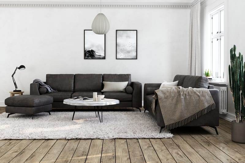 Ocean Lyx 3-sits Soffa - Svart/Läder - Möbler - Soffa - Skinnsoffor