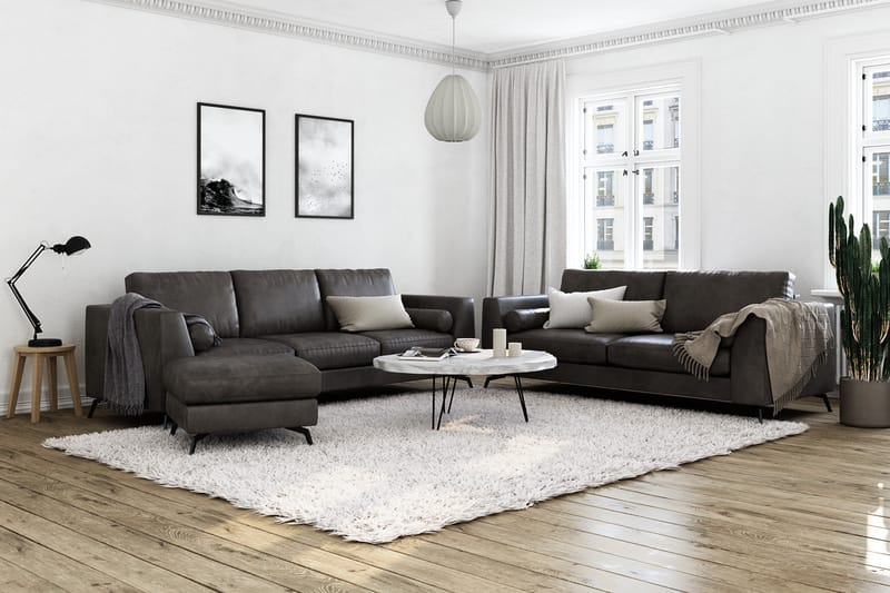 Ocean Lyx 3-sits Soffa - Svart/Läder - Möbler - Soffa - Skinnsoffor