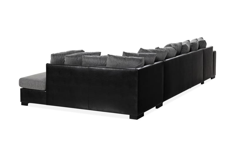 Ocean U-soffa Large med Divan Vänster Konstläder - Grå - Skinnsoffor - U-soffa