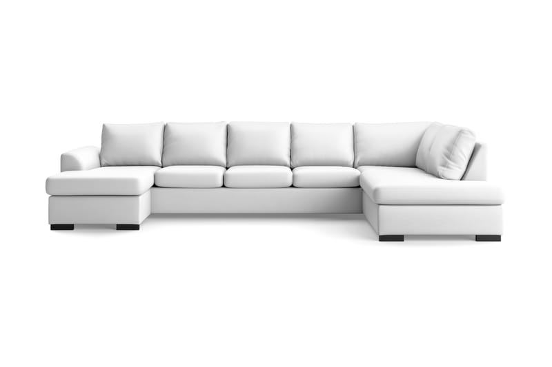 Porto 5-sits Högervänd U-formad Large Soffa med Divan och Schäslong i Konstläder - Vit - Möbler - Soffa - Skinnsoffor