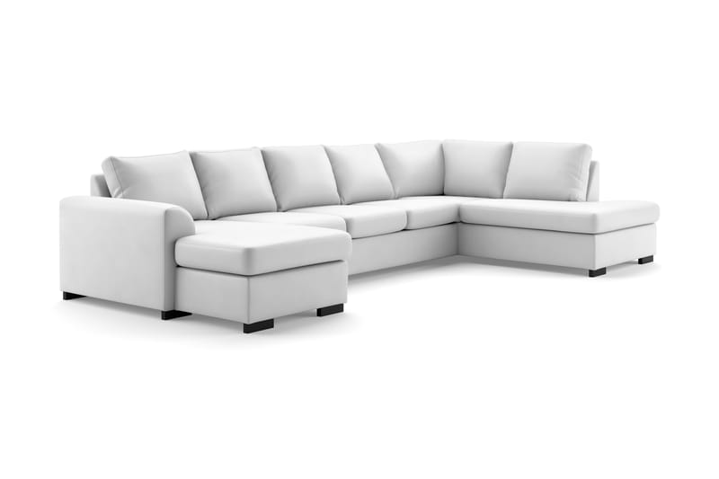 Porto 5-sits Högervänd U-formad Large Soffa med Divan och Schäslong i Konstläder - Vit - Möbler - Soffa - Skinnsoffor