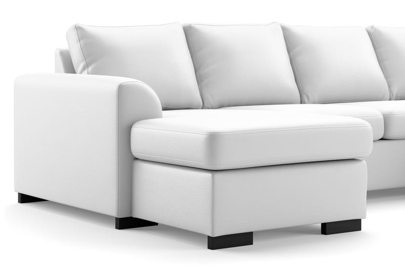 Porto 5-sits Högervänd U-formad Large Soffa med Divan och Schäslong i Konstläder - Vit - Möbler - Soffa - Skinnsoffor