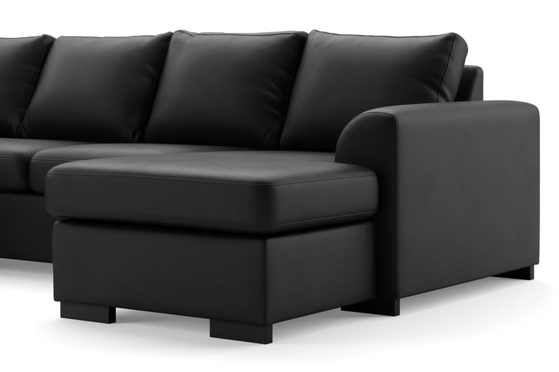 Porto U-soffa Large med Divan Höger Konstläder - Svart - Skinnsoffor - U-soffa