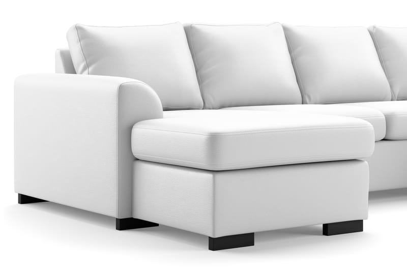 Porto U-soffa Large med Divan Vänster Konstläder - Vit - Skinnsoffor - U-soffa