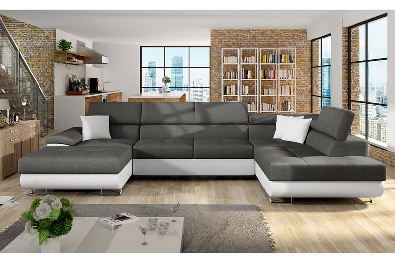 Reginia 6-sits Bäddsoffa - Vit/Grå - Möbler - Soffa - Skinnsoffor