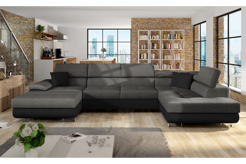 Reginia Bäddsoffa Vänster - Grå/Svart - Möbler - Soffa - Skinnsoffor