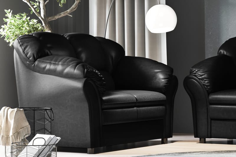 Salvador 3-sits Soffa Konstläder - Svart/Konstläder - Möbler - Soffa - Skinnsoffor