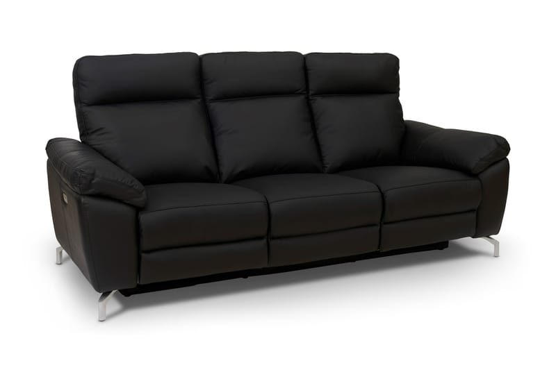 Selesta 3-sits Reclinersoffa Läder/PVC - Svart/Silver - Möbler - Soffa - Skinnsoffor
